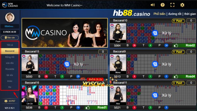 Trải nghiệm Baccarat online HB88 tại sảnh Live Casino